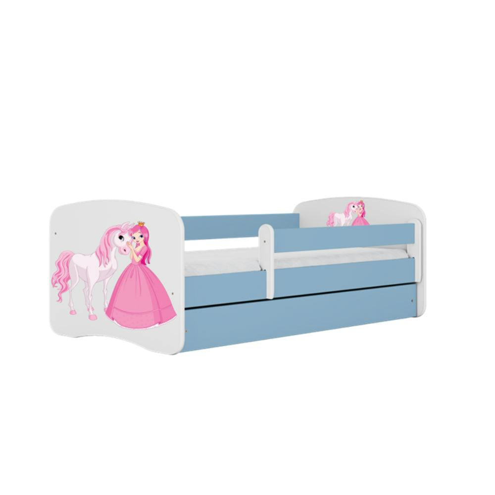 Cama infantil 140 x 70 cm con colchón BabyDreams Princess and Horse Blue