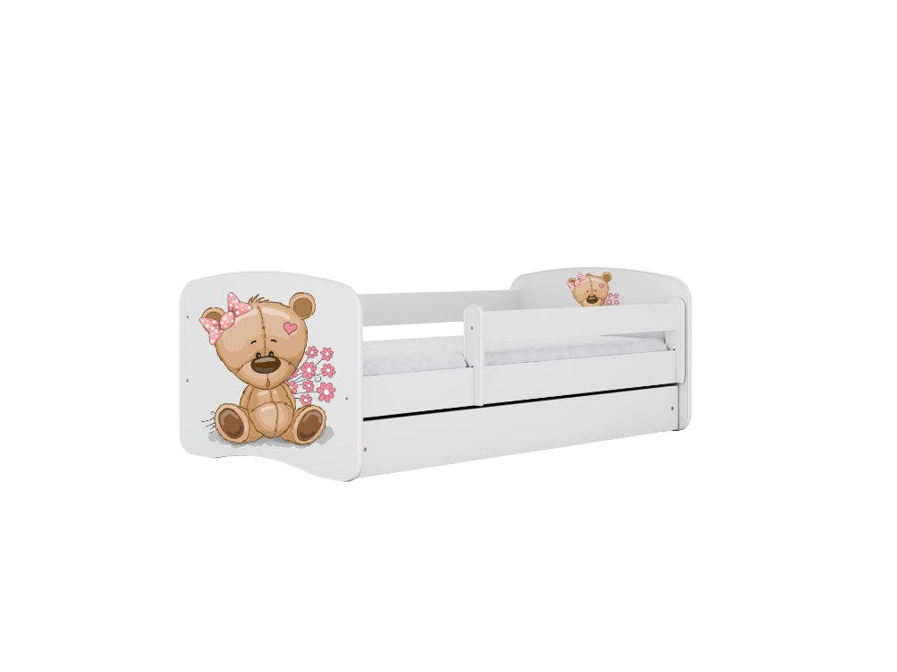 Cama infantil con cajón y colchón Teddybear Flowers White