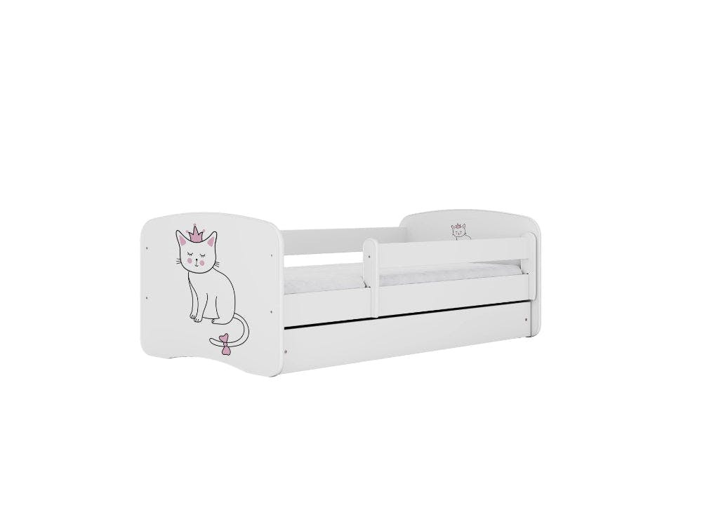 Cama infantil 160 x 80 cm con cajón y colchón BabyDreams Cat White