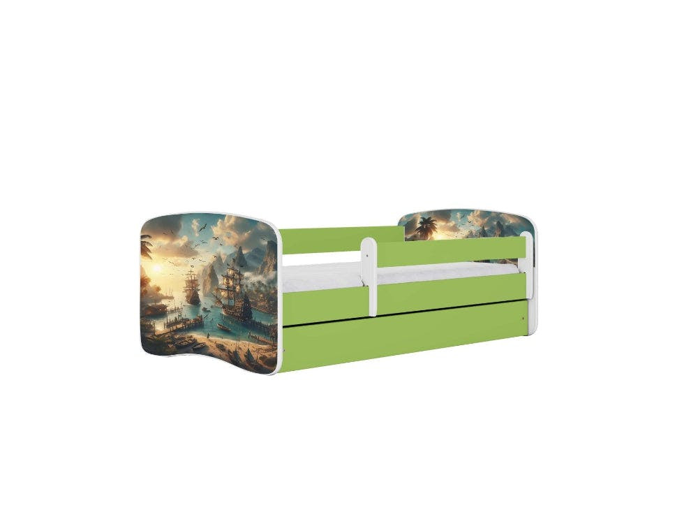 Cama infantil con colchón BabyDreams Ship Green