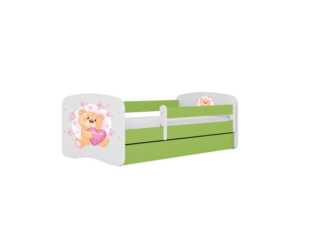 Cama infantil con cajón y colchón Teddybear Butterflies Green