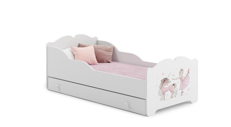 Cama infantil con cajón, colchón y somier ANNA Girl unicorn