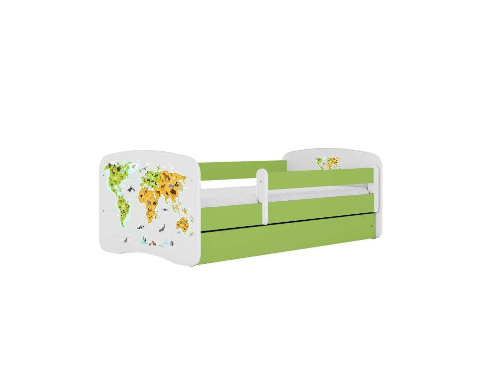 Cama infantil con somier de listones de abedul y cajón dividido