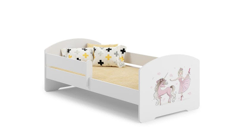 Cama infantil LUK con barandilla y colchón