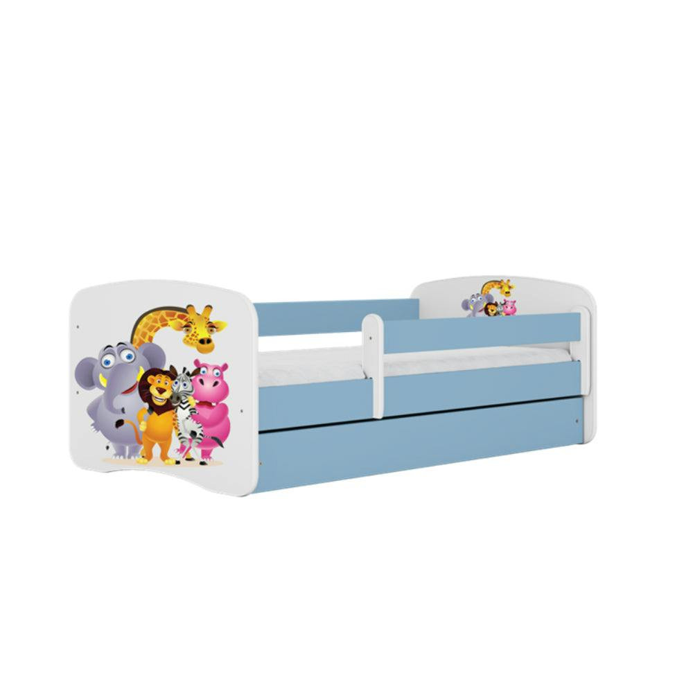 Cama infantil con barandilla y estructura de lamas de abedul