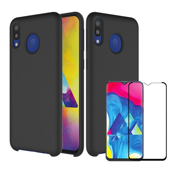 Protector de Vidrio Templado Full Cover 5D y Funda de Silicona Líquida Galaxy M30