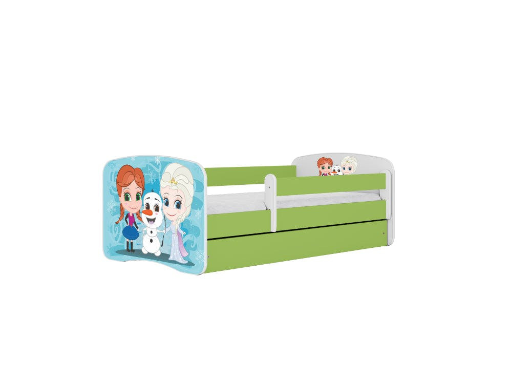 Children bed with drawer and BabyDreams Frozen Land Green mattress