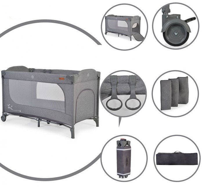 Cama de viaje Skyglow - gris