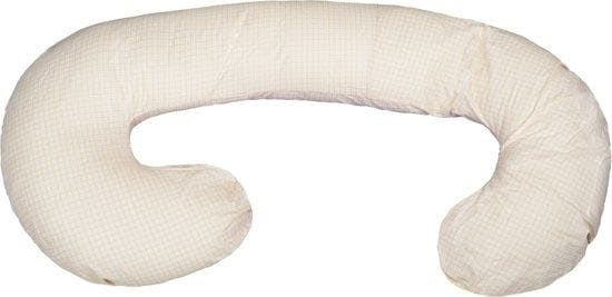 Almohada de embarazo 100% algodón 240 cm crema a cuadros
