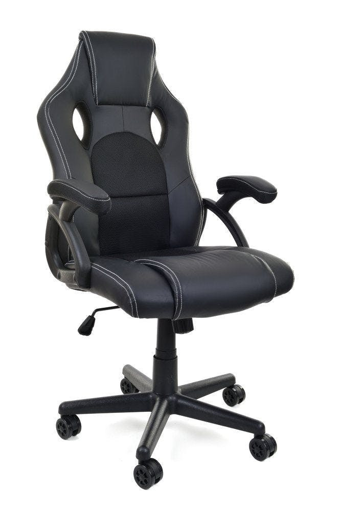 Silla gaming en piel sintética negra