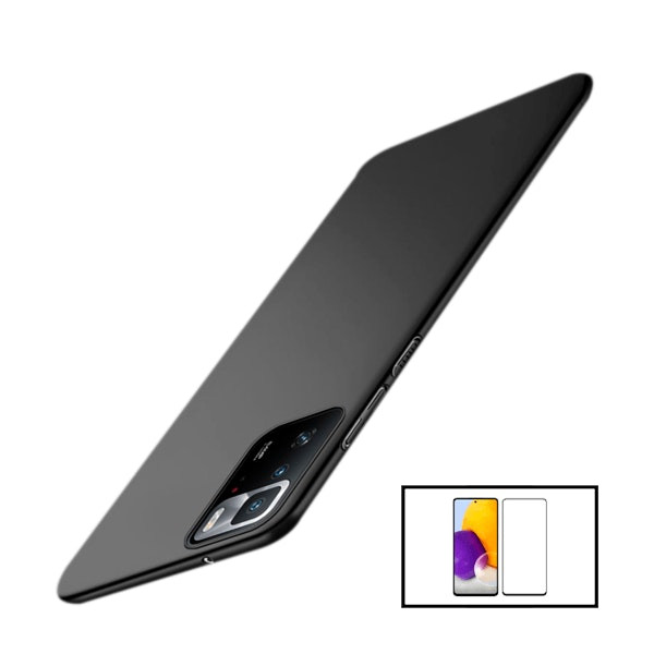 Curved tempered glass screen protector and SlimShield case for Xiaomi Poco X3 GT Black