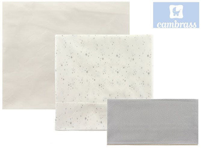 Juego de 3 sábanas cuna 80x120 cm gris cielo