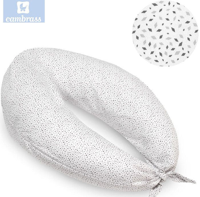 Cojín de lactancia Luna - 100% algodón, estampado león gris