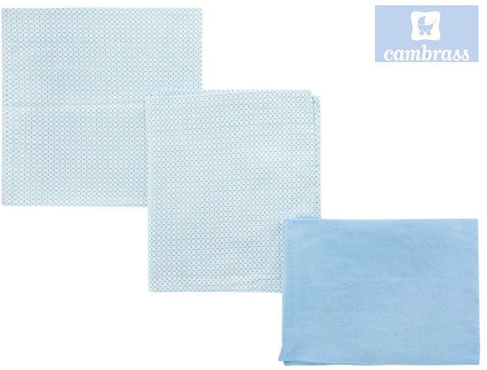 Baby crib sheet set 3 pcs blue giraffe 80x120 cm