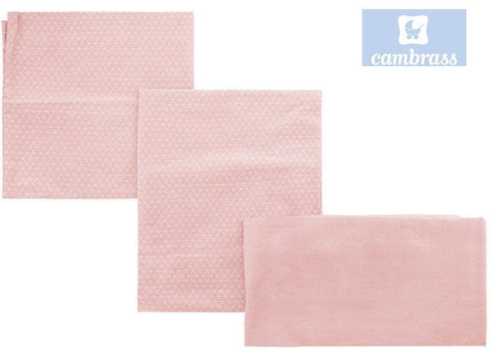 Juego de 3 sábanas cuna 'Lua' rosa 120x180 cm