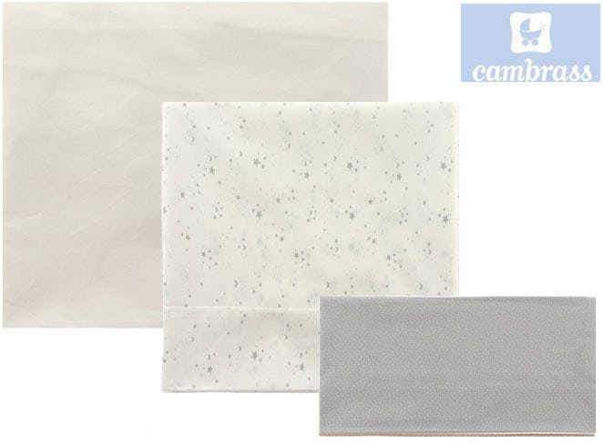 3-piece bassinet sheet set 80x120 cm sky grey