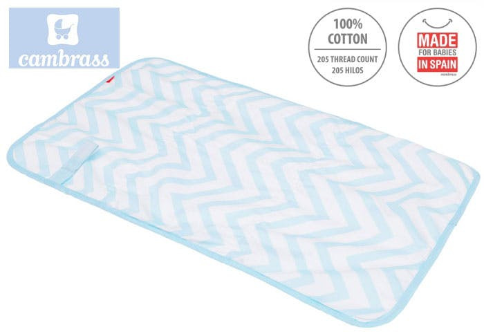 Portable changing mat zigzag blue 39x65 cm