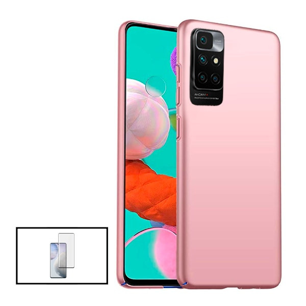 Protector de vidrio templado curvo y funda SlimShield para Redmi Note 11 4G - Rosa
