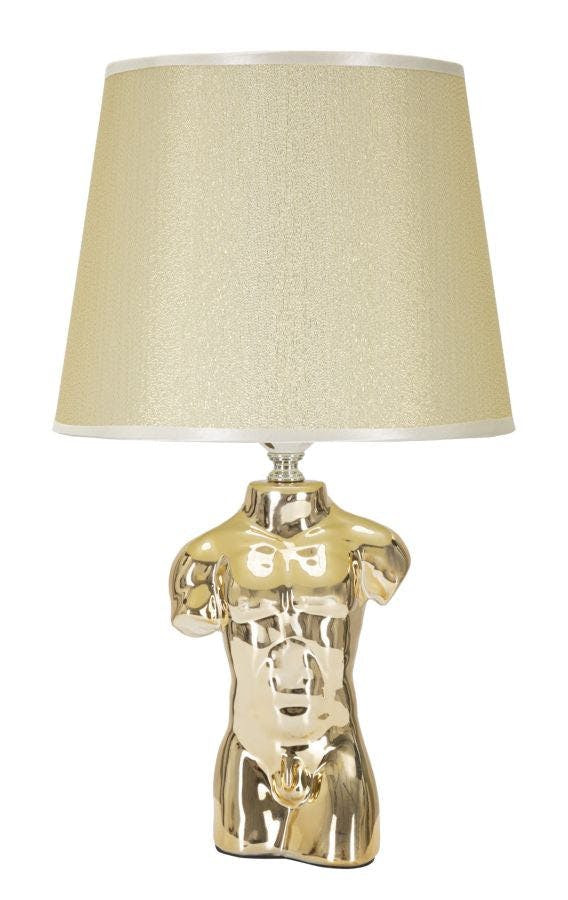Lámpara de mesa con base de cerámica y pantalla beige