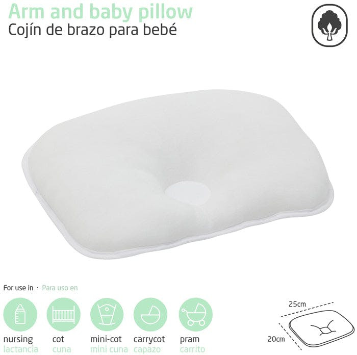 Almohada de brazo y bebé lisa blanco