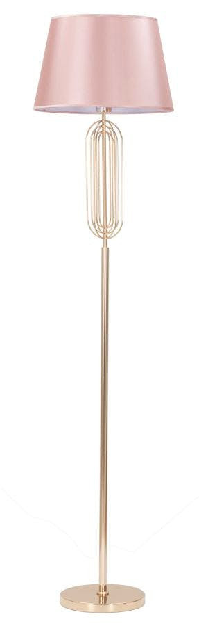 Lámpara de pie Ovy metal dorado con motivos geométricos