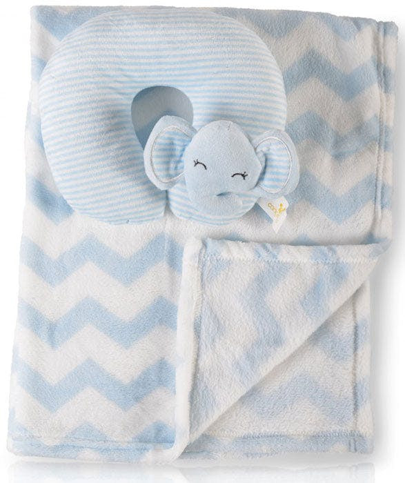 Manta de bebé con almohada Sammy azul