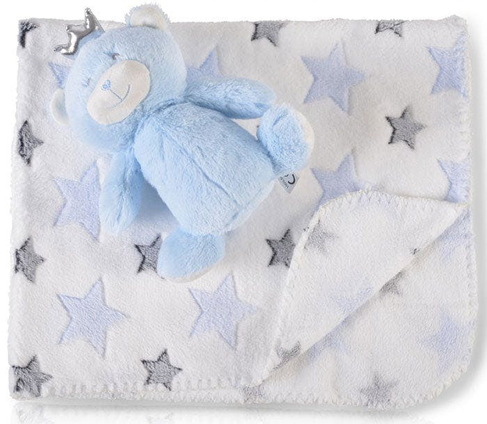 Manta de bebé con oso de peluche adjunto