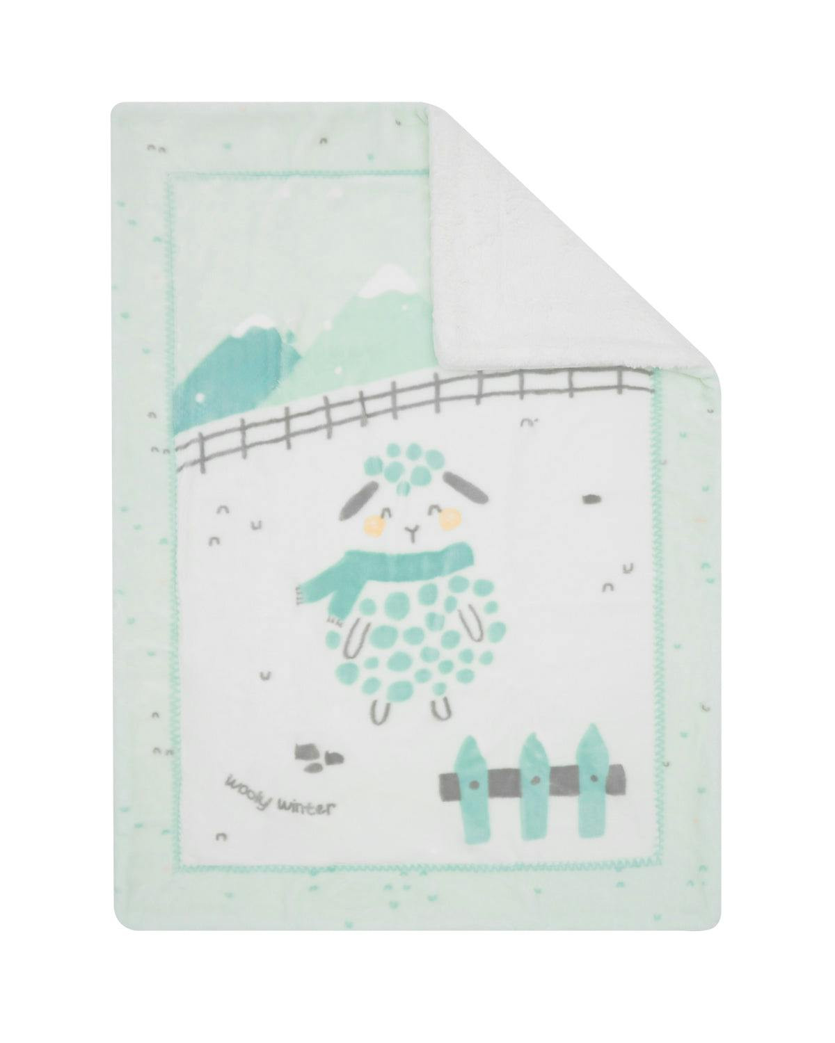 Super Soft Sherpa Baby Blanket Sleepy Sheep 110 x 140 cm