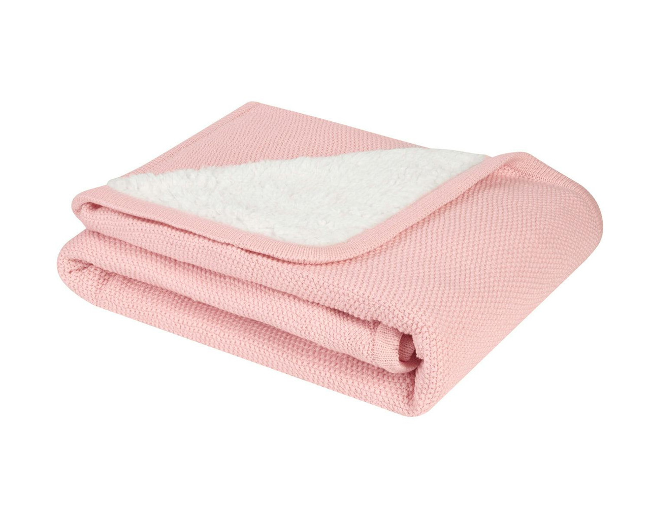 Manta reversible de algodón con sherpa, rosa