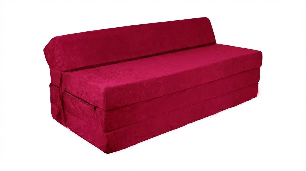 Colchón plegable con almohada burdeos