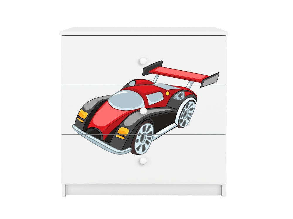 Cómoda BabyDreams Racing Car laminada blanca