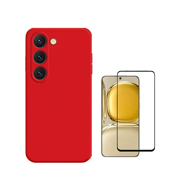 Protector vidrio 5D full cover y funda silicona líquida para Samsung Galaxy S24 5G