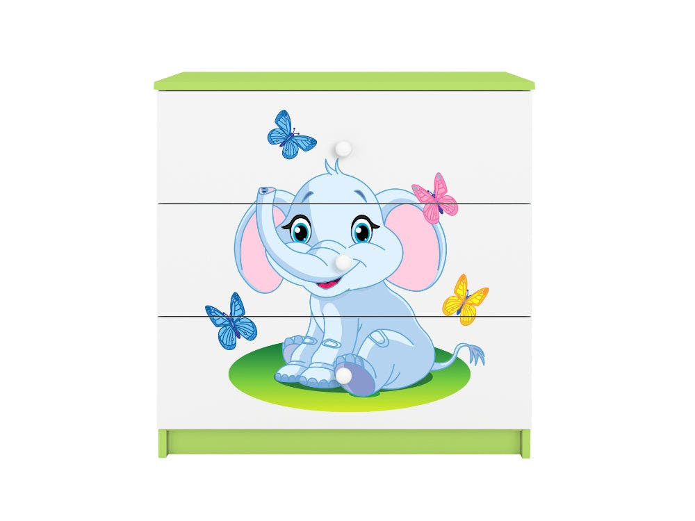 Cómoda BabyDreams laminada con motivo elefante, 3 cajones