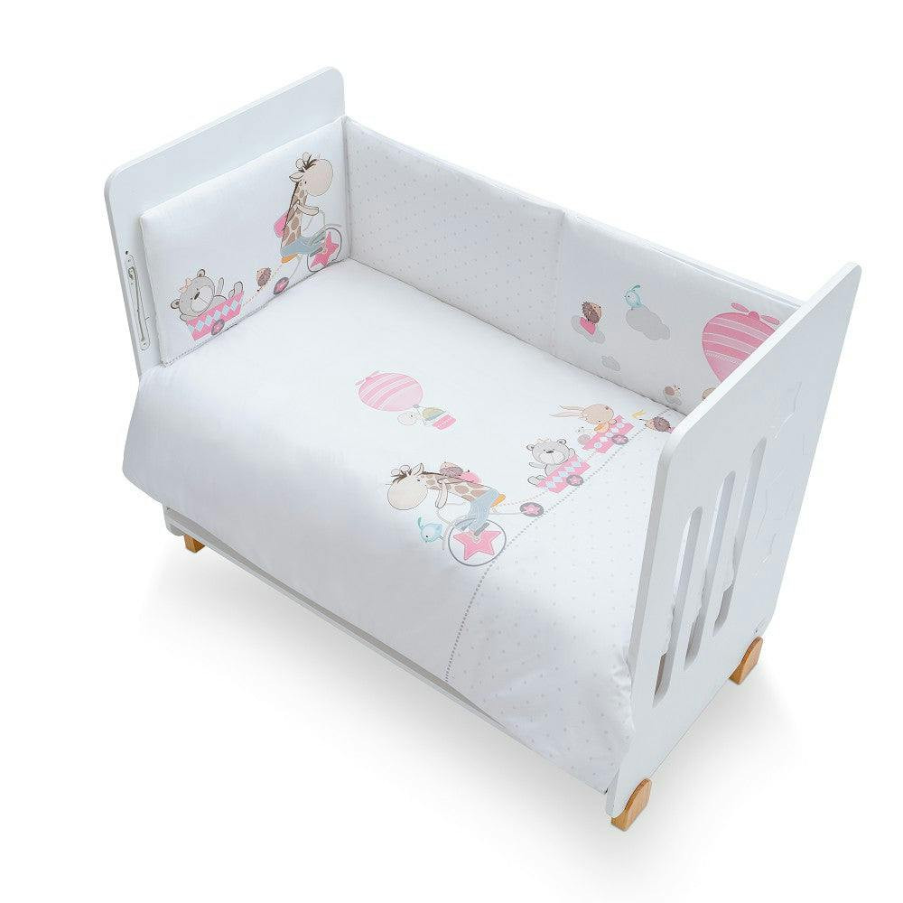 Conjunto de 2 piezas desmontables colcha y protector jirafa bicicleta rosa