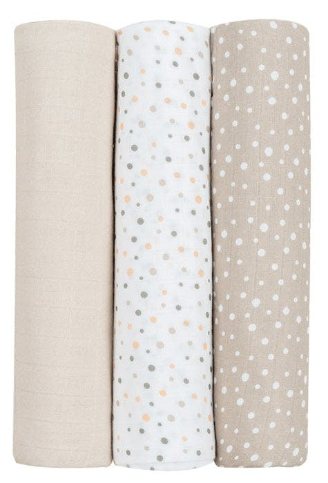 Juego de muselinas 3 piezas Dots beige