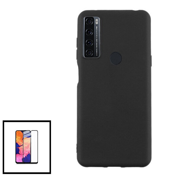 Tempered glass 5D full cover and liquid silicone case kit for TCL 20 SE