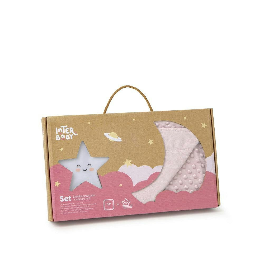 Bubble blanket and dark pink night light set
