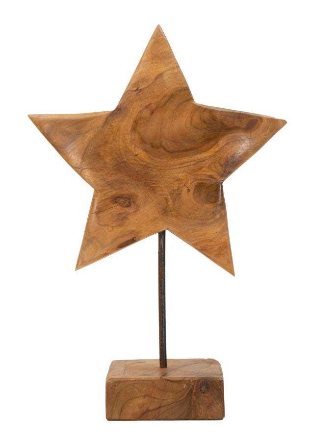 Escultura estrella en teca reciclada