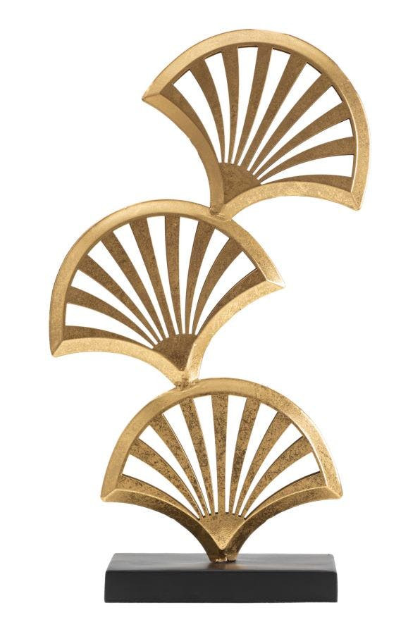 Escultura hoja Triply metal dorado