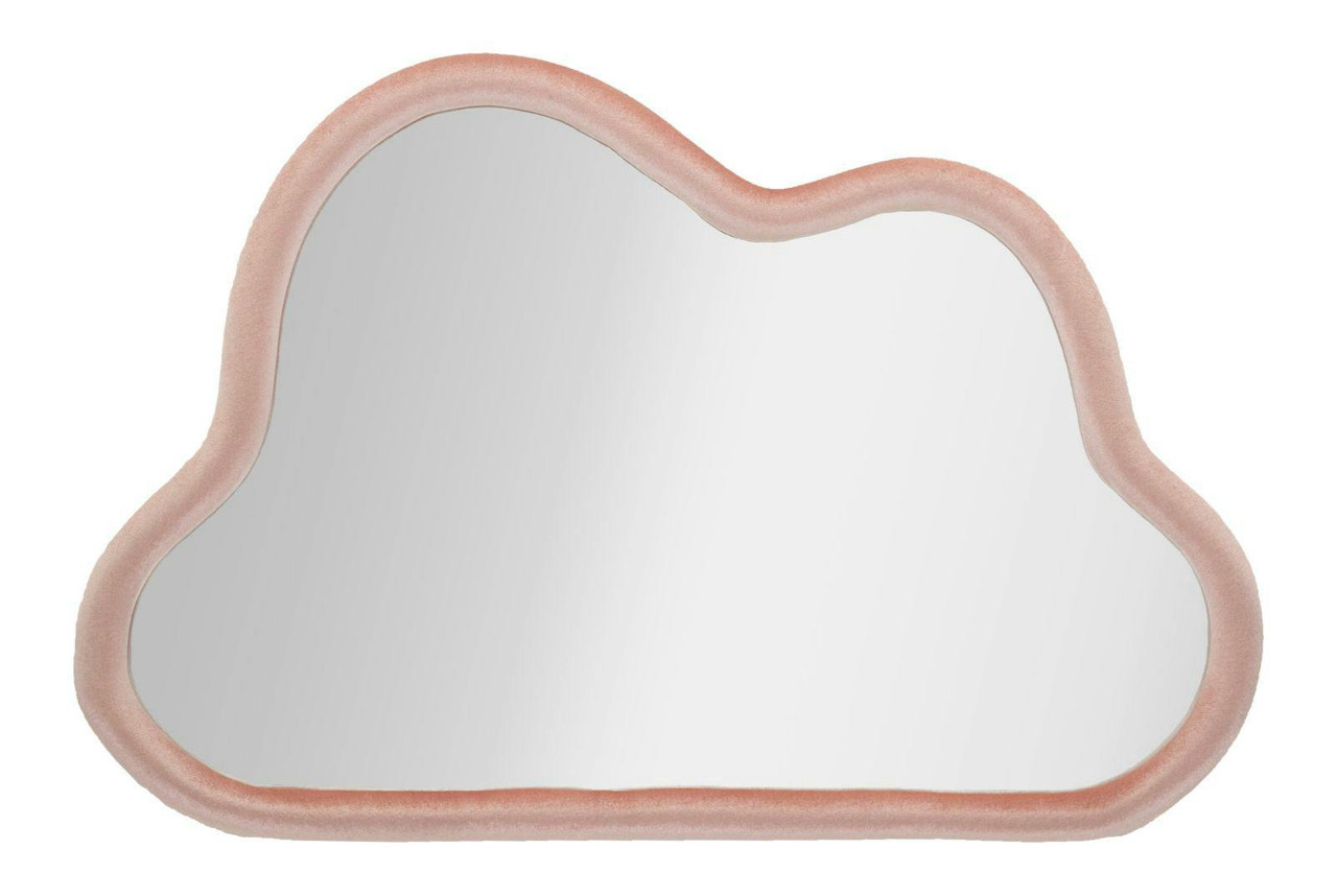 Espejo de pared Cloud con marco rosa de terciopelo