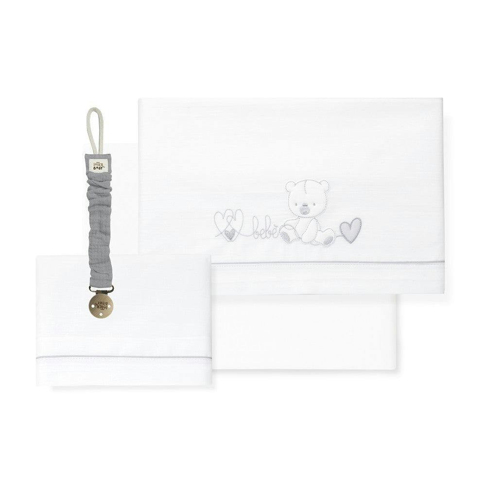 Juego de cama de 3 piezas para cuna 60x120 algodón con corazón