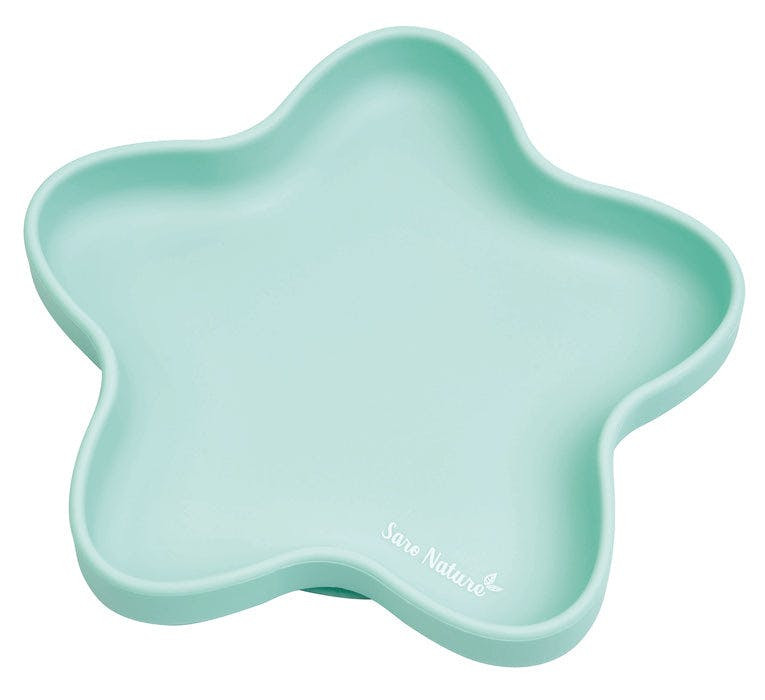 Plato de silicona Star menta para bebé