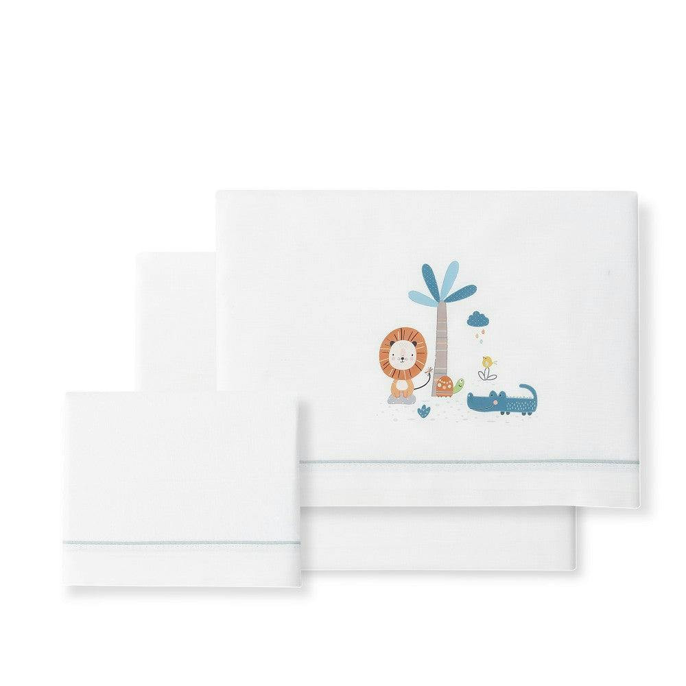 Juego 3 piezas cuna algodón — sábanas y almohada gris