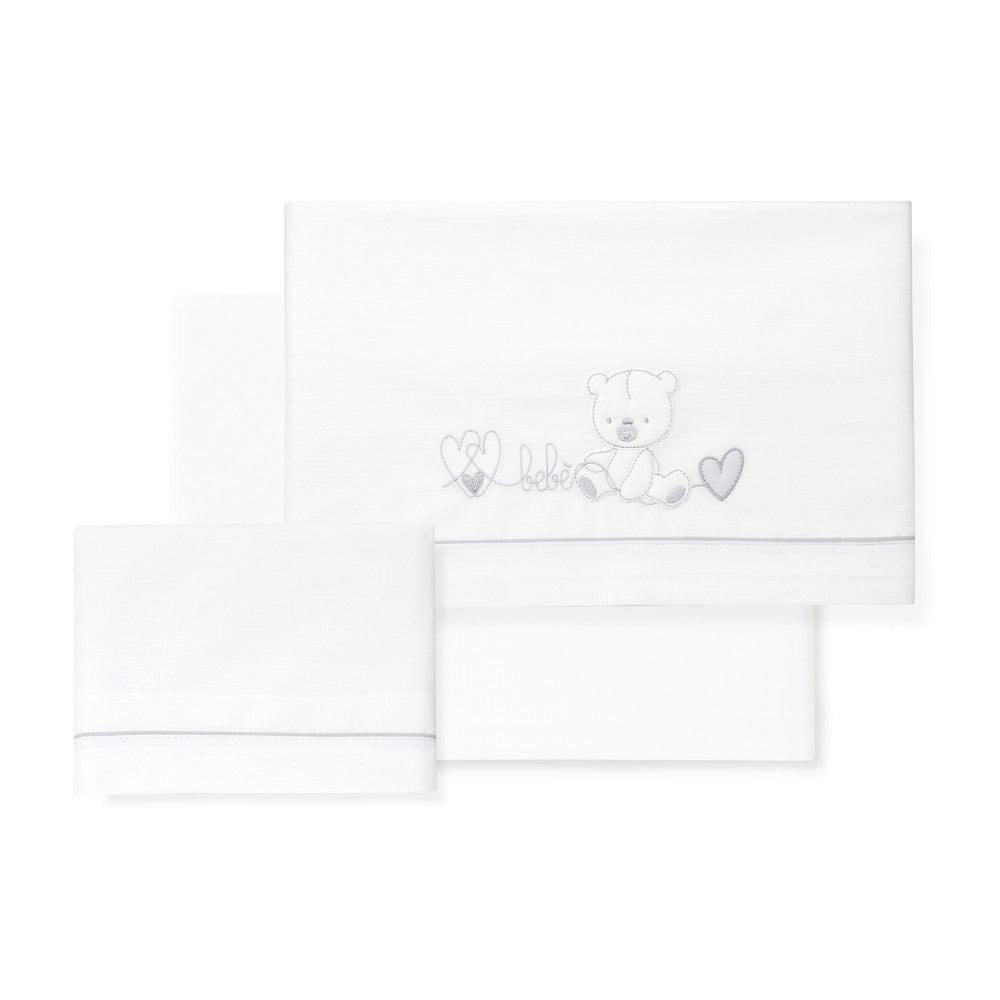 3-piece cotton crib bedding set with teddy motif