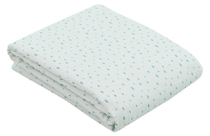 Manta de muselina doble capa Dots Azul