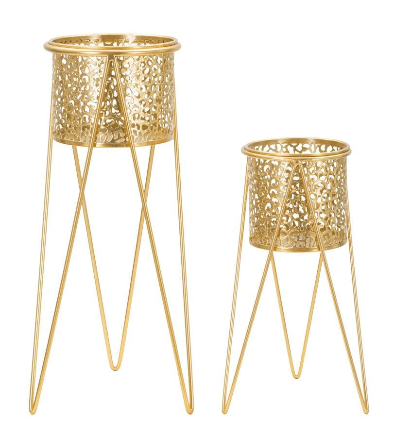 Gold metal vase stand
