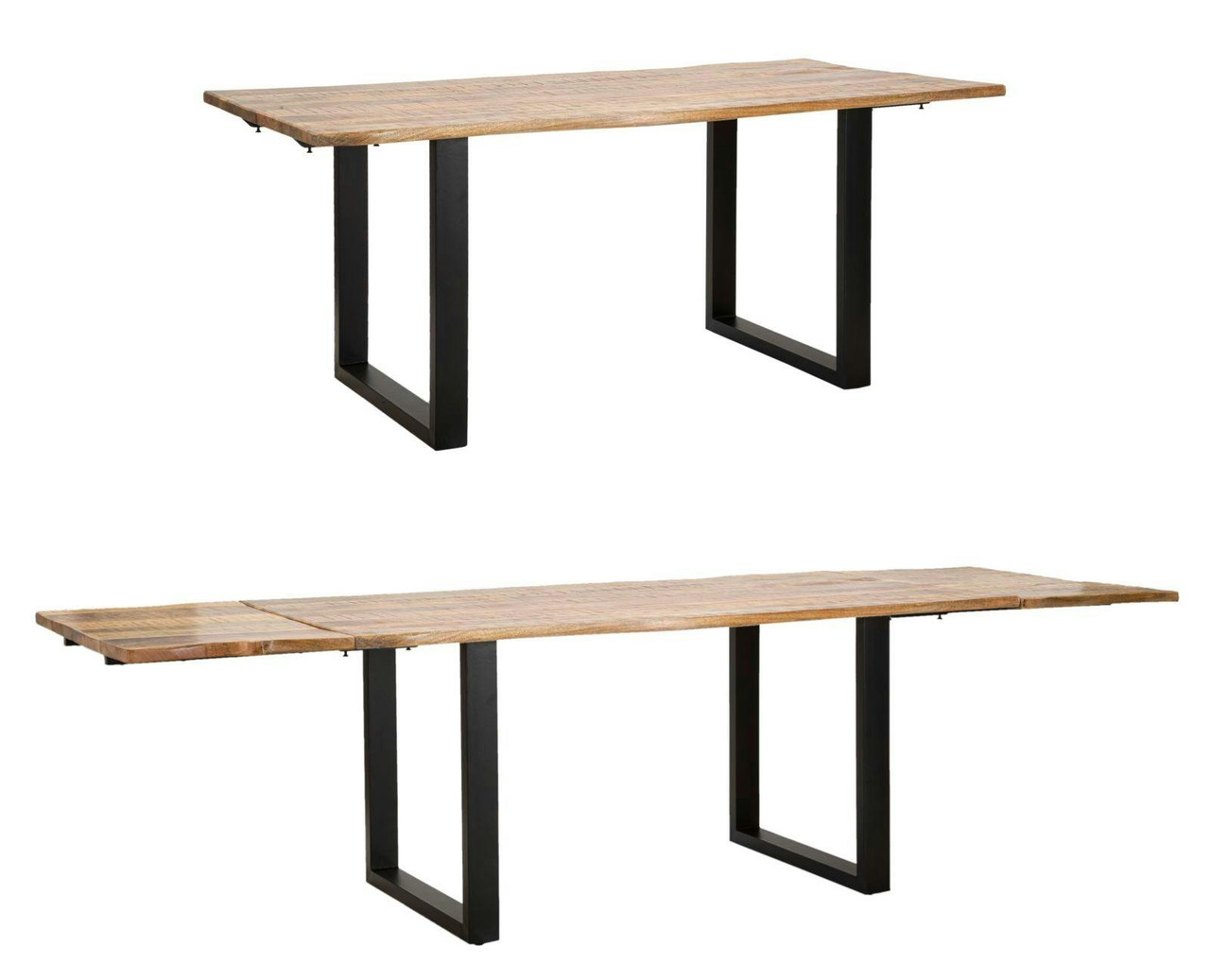 Mesa Edge para comedor con tablero de madera de mango y estructura metálica