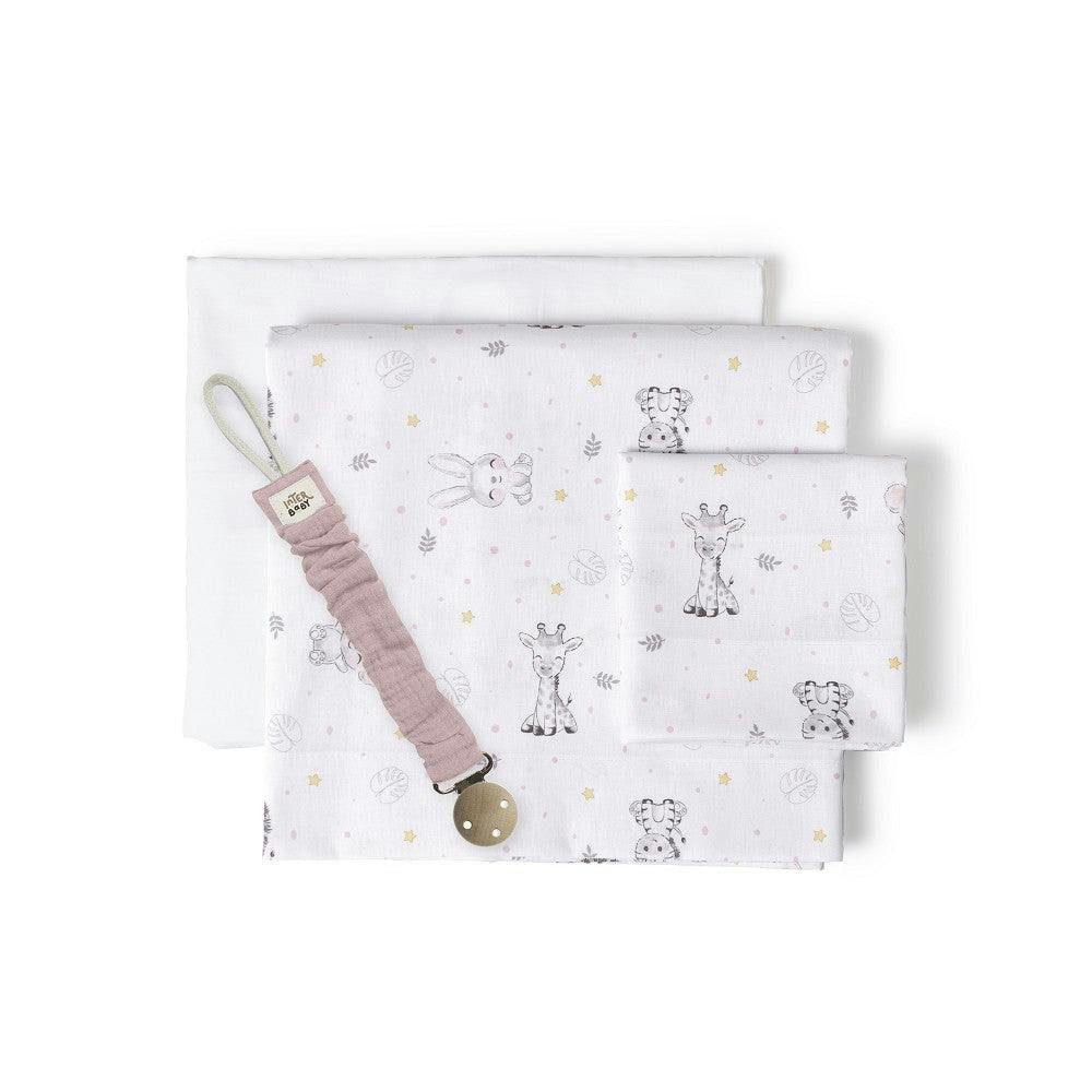 Juego 3 piezas ropa de cama bebé 60x120 cm koala rosa
