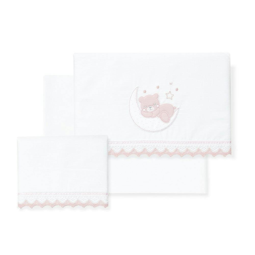 Juego de 3 piezas para silla de paseo algodón con diseño osito rosa