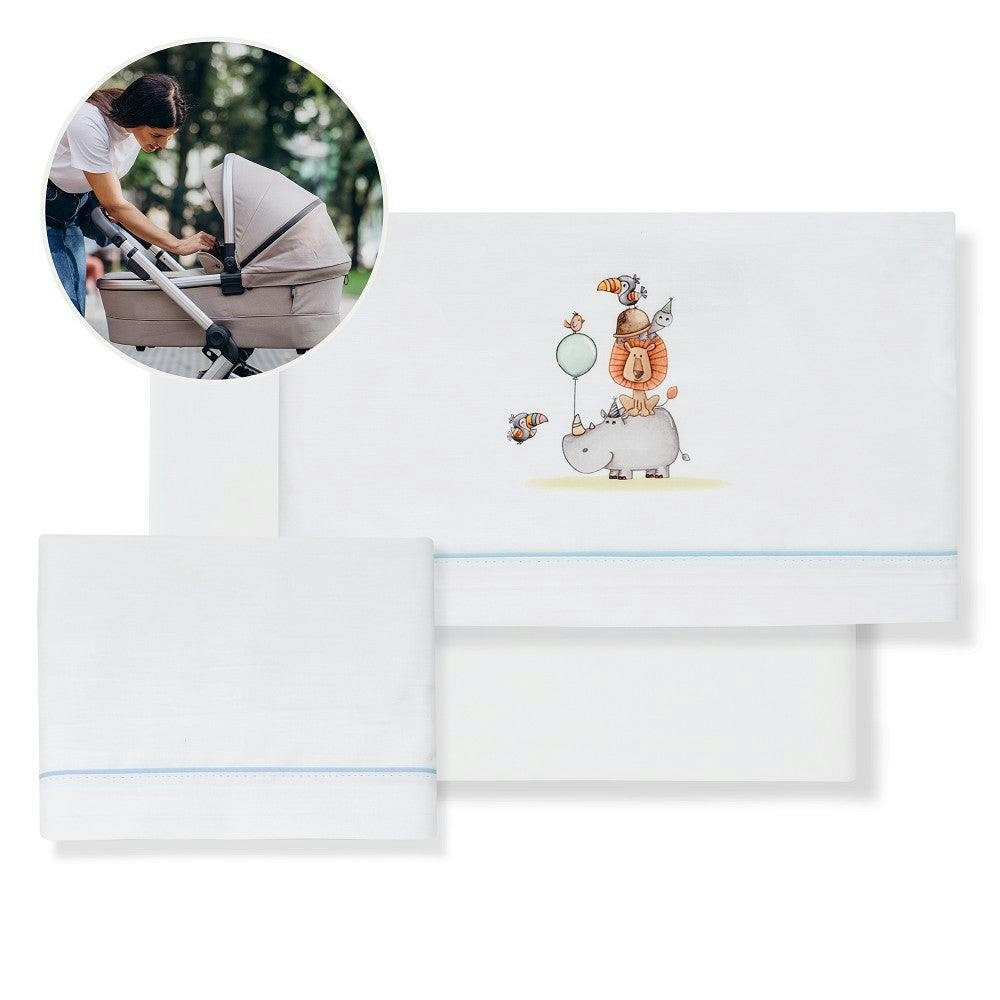 Juego 3 piezas para silla de paseo - algodón Rino Leon azul - Interbaby